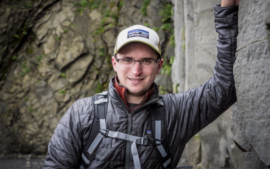 Sam Read at a basalt outcrop